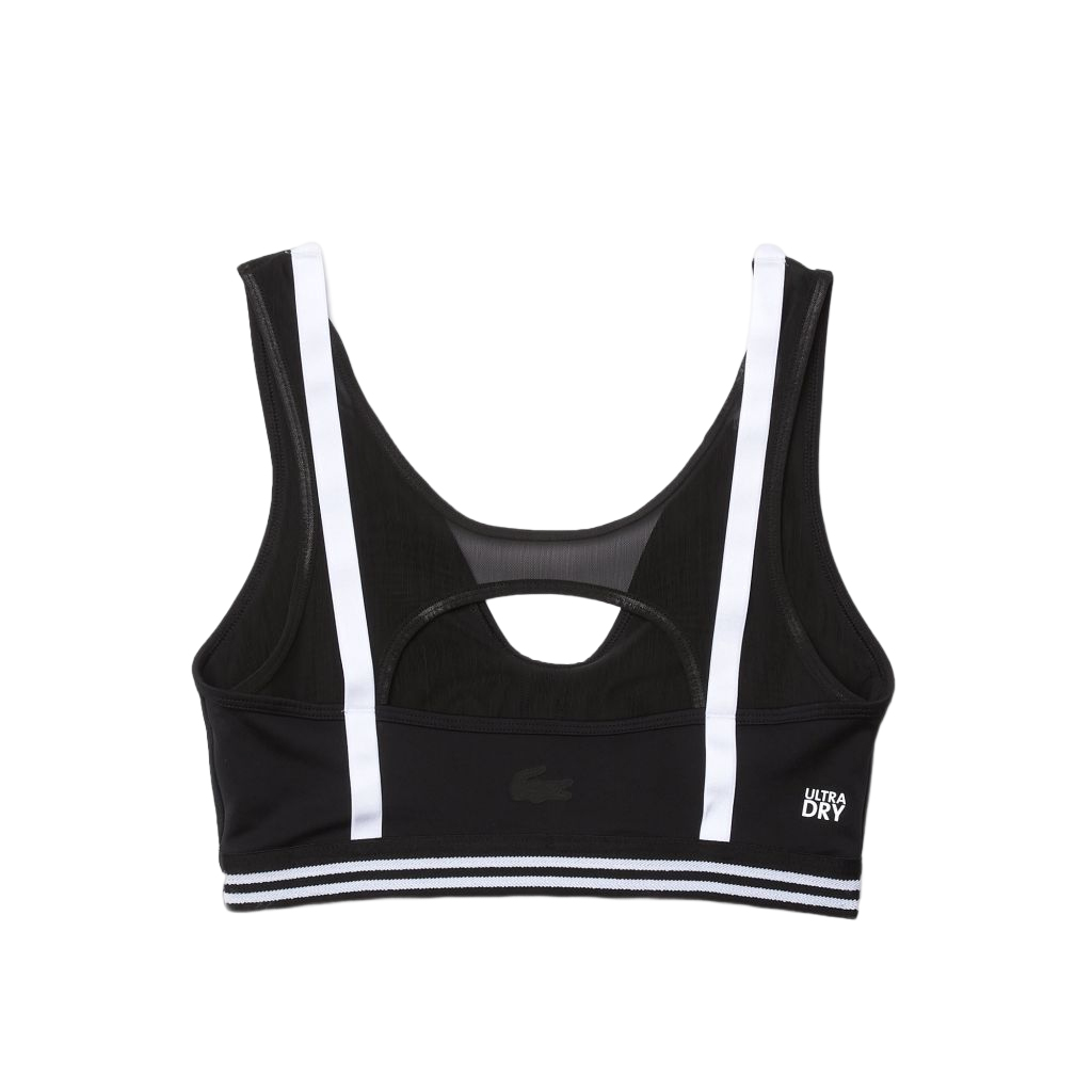 Lacoste Contrast Accents And Cut-Outs Sports Bra - black/white/black