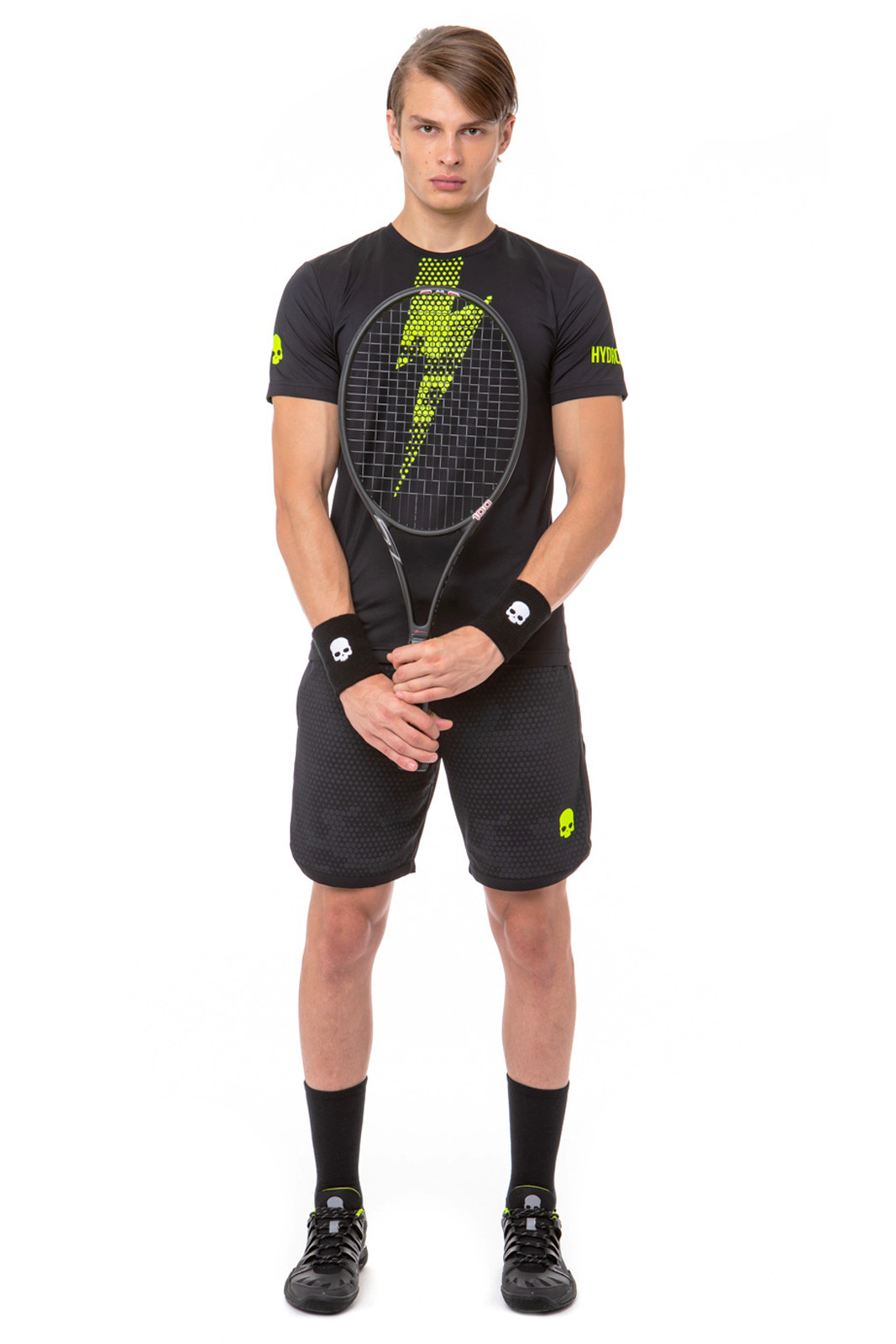 Hydrogen Tech Thunderbolt Tee - black/yellow fluo