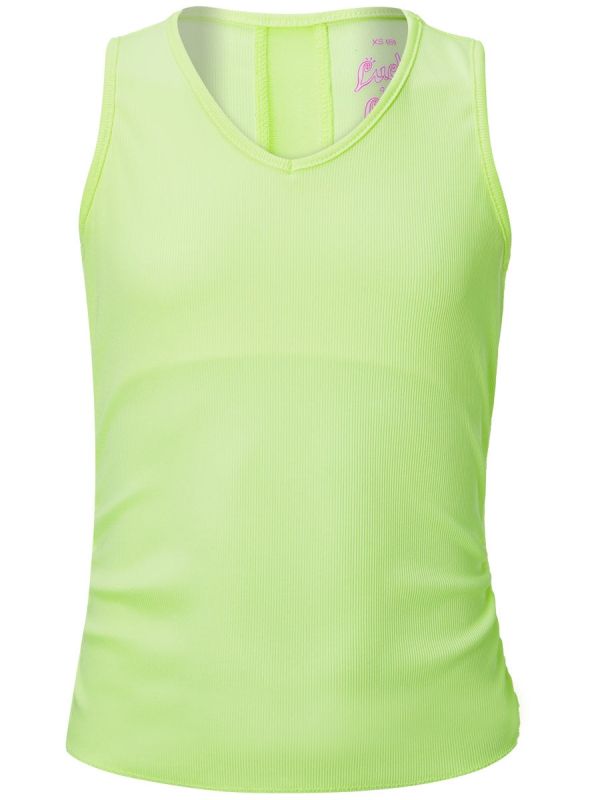 Lucky in Love Girls Eyelet Go Lightweight Rib Tank - orange frost