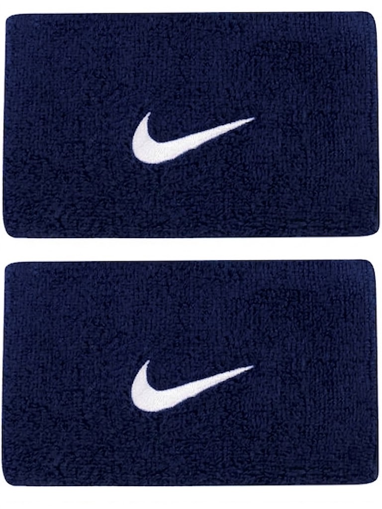 Nike Swoosh Double-Wide Wristbands - obsidian/white