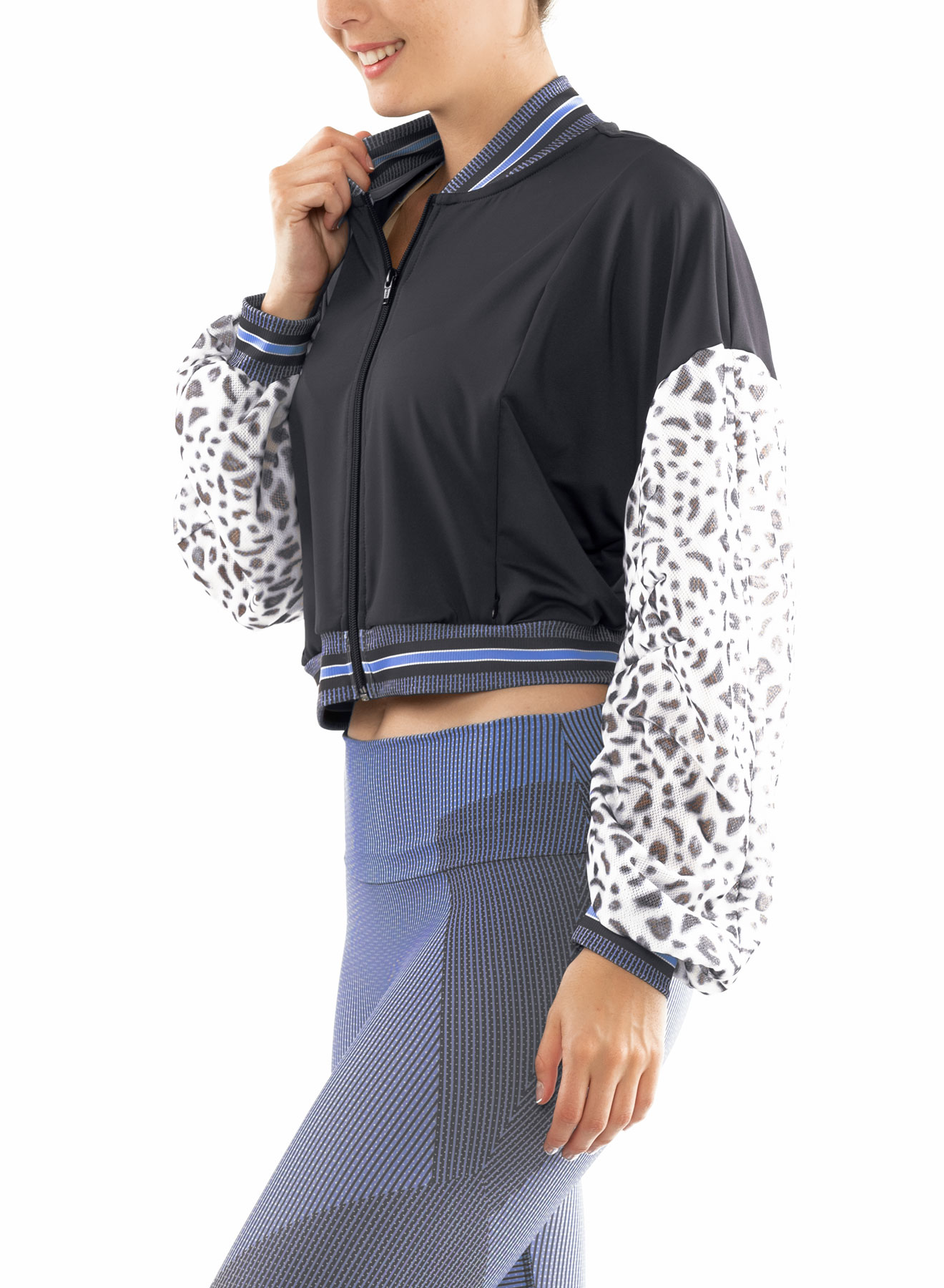 Lucky in Love On The Prowl Prowl Cropped Bomber Jacket Women - charcoal