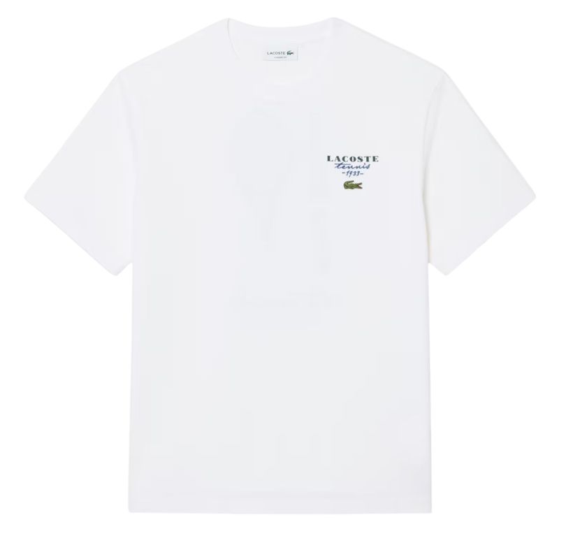 Męski t-shirt Lacoste Embroidered Accent Tennis Print Jersey - white