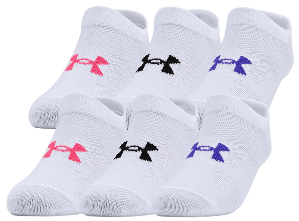Under Armour Girls' Essentials No Show 6Pack - white
