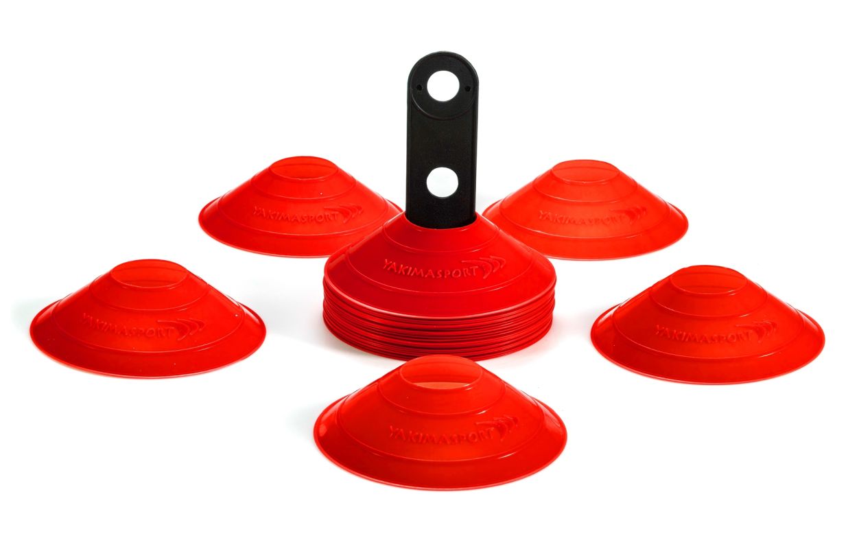 wysepki-stozek-stozki-kapturki-grzybki-treningowekRCMiM4rhXKvH Yakimasport Marker Cones Set 30P With Stand - red