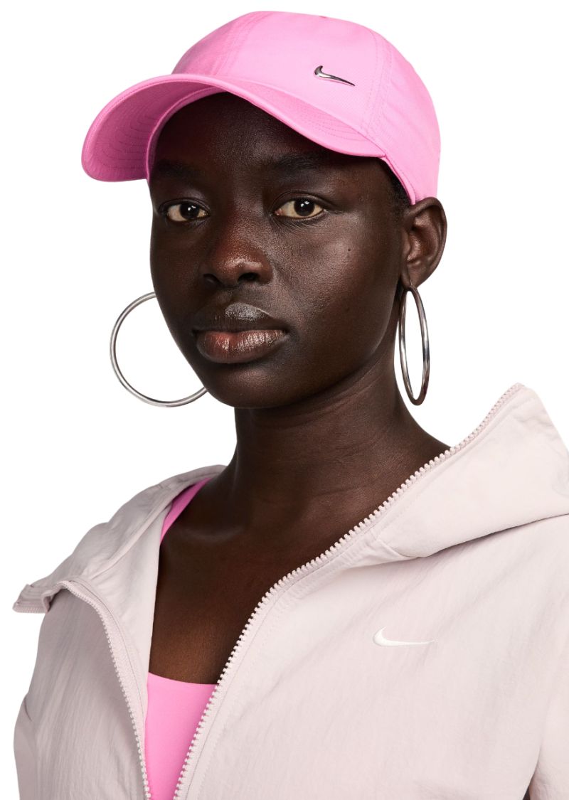 AURORA_FB5372-675_PHSYM002-2000-Photoroom-png-Photoroom Nike Dri-Fit Club Unstructured Metal Swoosh Cap - playful pink/metallic silver