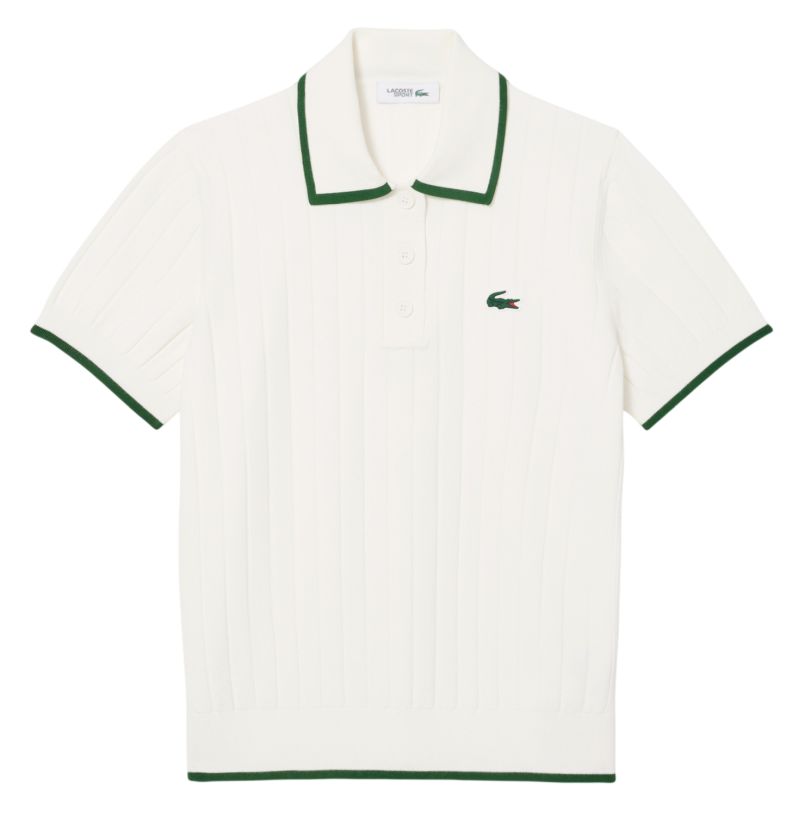 Damskie polo Lacoste Short Sleeved Collar Golf Sweater - flour/green