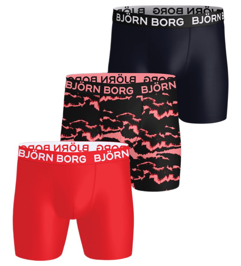 Męskie bokserki Björn Borg Sports Microfiber 3P - print/red/navy blue