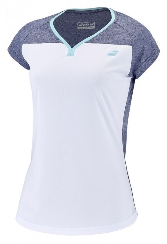Babolat Play Cap Sleeve Top Girl - white/blue heather Babolat Play Cap Sleeve Top Girl - white/blue heather