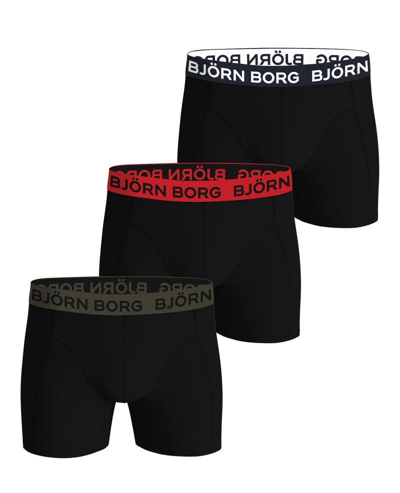 Björn Borg Cotton Stretch 3P - black/red Björn Borg Cotton Stretch 3P - black/red