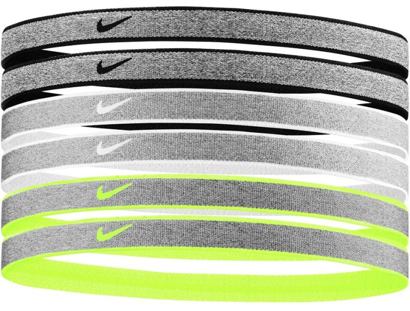 Nike Heathered Headbands 6PK - black/white/volt
