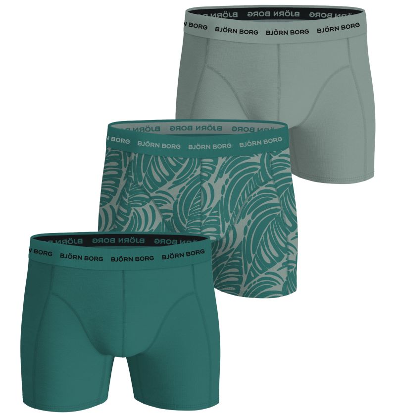 Björn Borg Cotton Stretch 3P - green/print/green