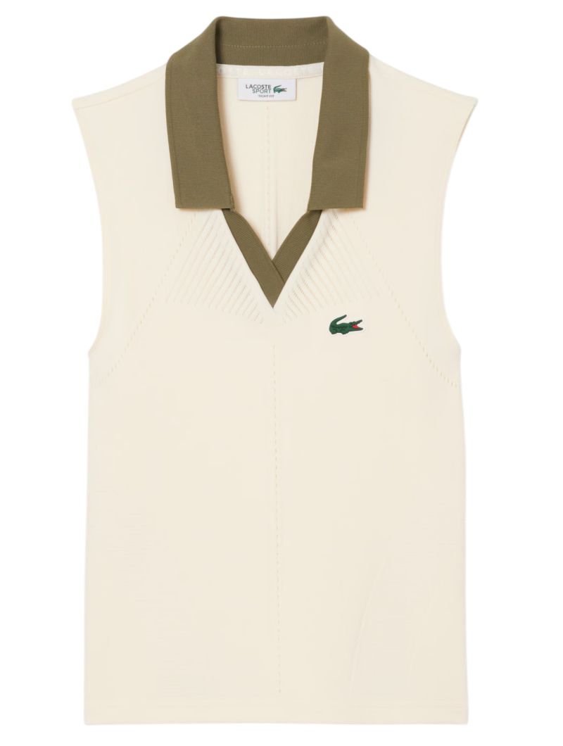 Lacoste Sleeveless Stretch Knit - white/khaki green Lacoste Sleeveless Stretch Knit - white/khaki green