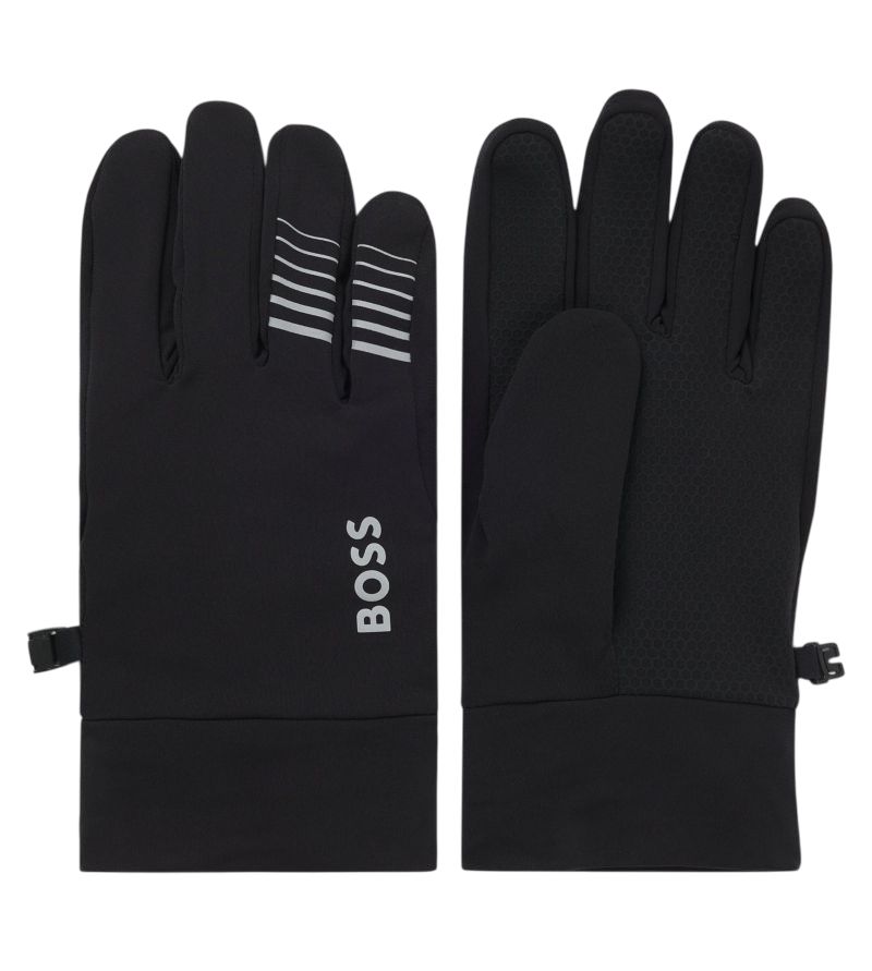 BOSS Active Running Gloves In Stretch Fleece - black