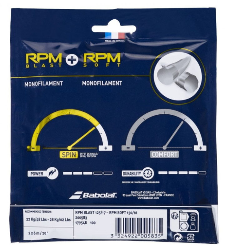 Babolat RPM Blast 1.25mm + RPM Soft 1.30mm (12 m) - black/grey