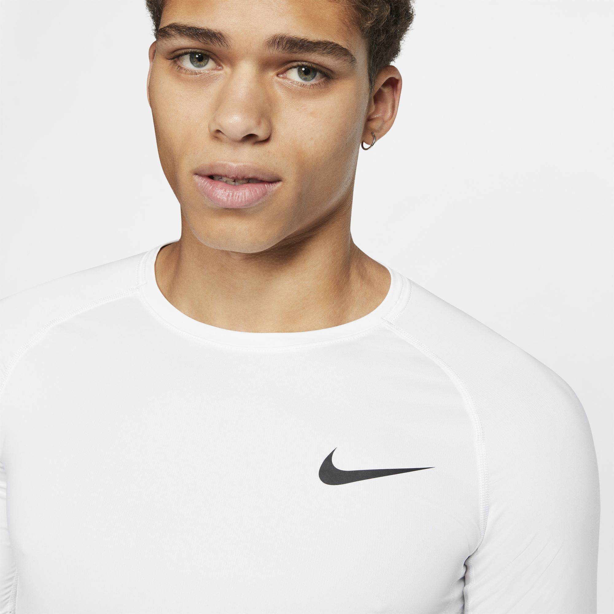 Nike Pro Top SS Tight - white/black