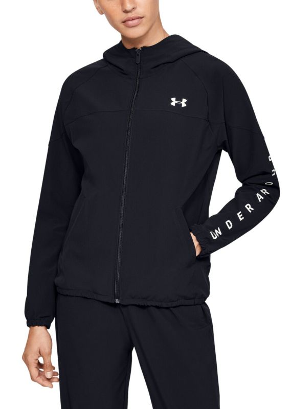 Under Armour Women's UA Woven Branded Full Zip Hoodie - black/onyx white