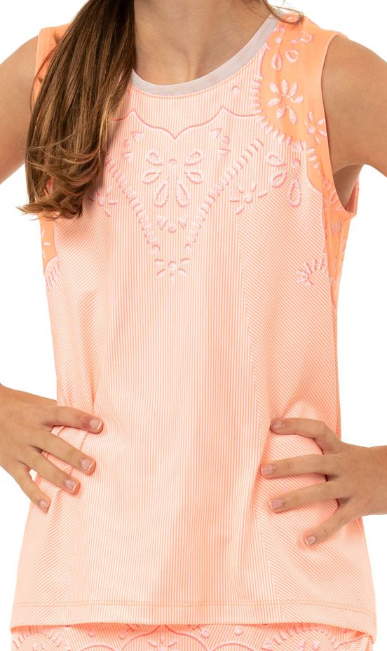 Lucky in Love Girls Eyelet Go Tie Back Tank - orange frost