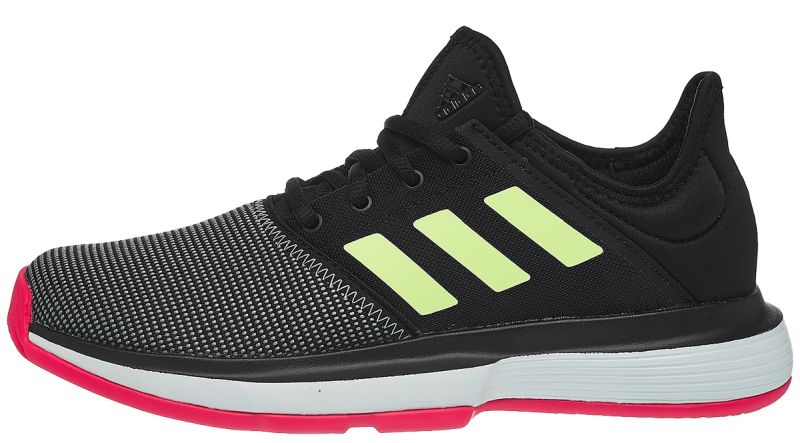 Adidas SoleCourt xJ - core black/hi-res yellow/shock red