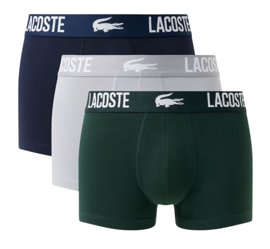 Lacoste Stretch Cotton Trunks 3P - sinople/elephant grey/navy blue
