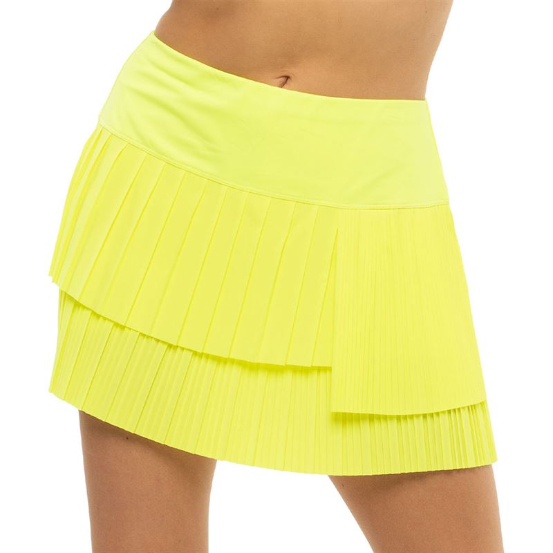 Lucky in Love Novelty Technology Long Free Spirit Pleated Skirt - neon yellow