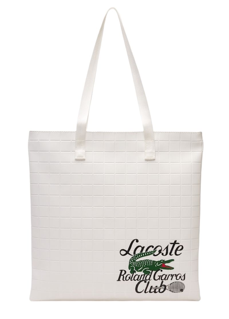 Lacoste x Roland Garros Edition Check Print Tote Bag - white