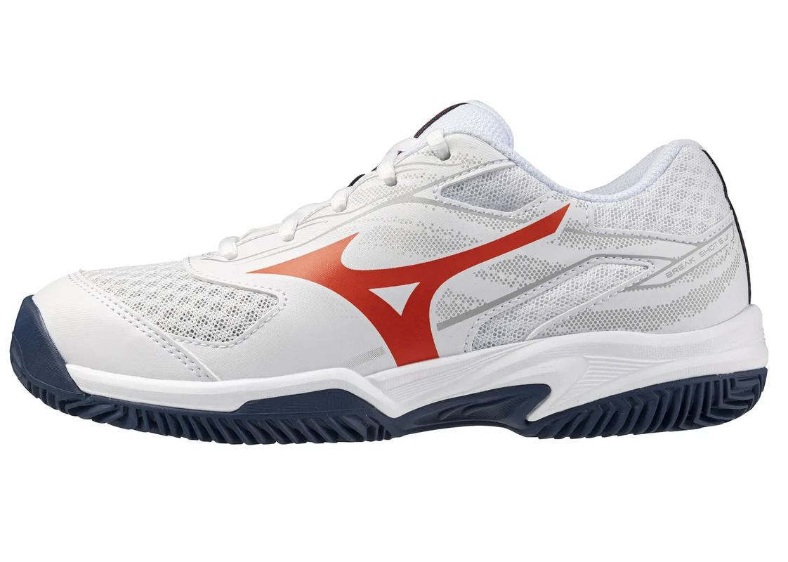 Juniorskie buty do padla Mizuno Break Shot 5 Jr. CC - white/orange/insignia blue