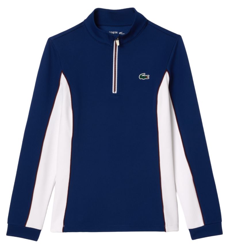 Lacoste Slim Fit Quarter-Zip Sweatshirt - navy blue/white Lacoste Slim Fit Quarter-Zip Sweatshirt - navy blue/white