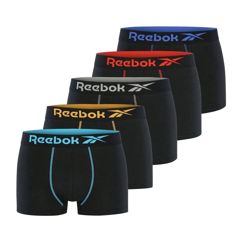 Reebok Sports Trunk ADKINS 5P - black with multicolor waistbands Reebok Sports Trunk ADKINS 5P - black with multicolor waistbands