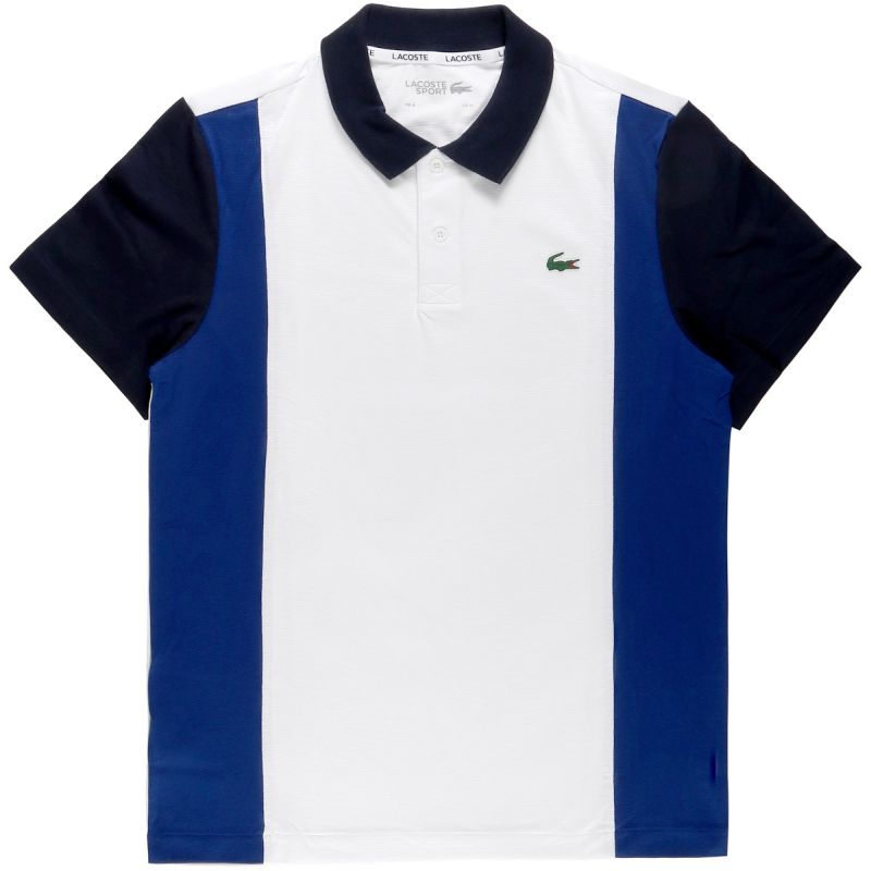 Lacoste SPORT Men's Ultra-Lightweight Colorblock Cotton Regular Fit Polo Shirt - white/blue