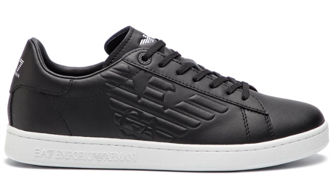 EA7 Unisex Leather Sneaker - black