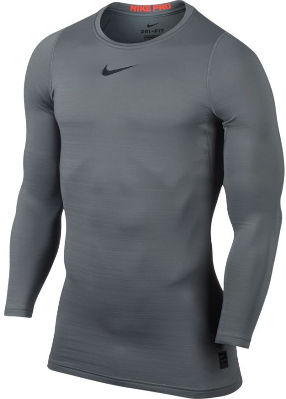 Nike Pro Warm Top LS Comp - cool grey/hyper crimson/black