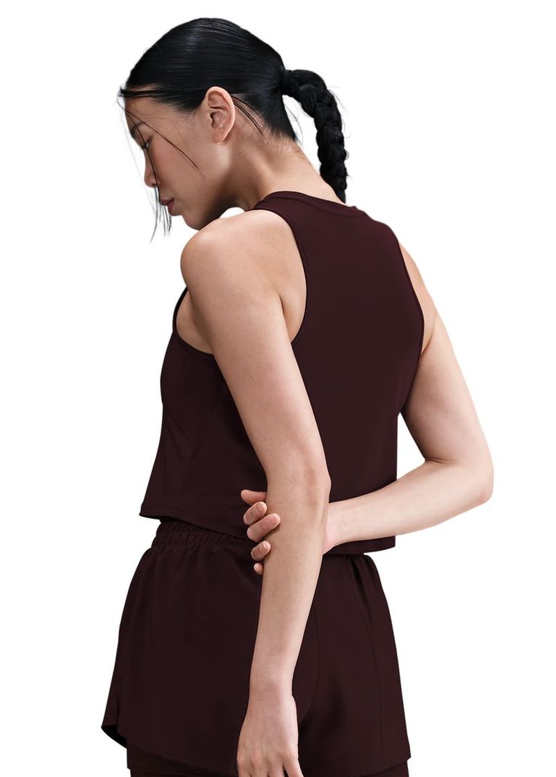 Nike One Classic Dri-Fit Cropped Tank - burgundy crush/white 