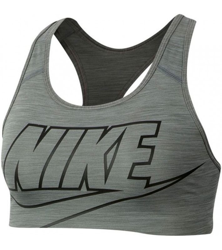 Nike Swoosh Futura Bra W - smoke grey/heather/black