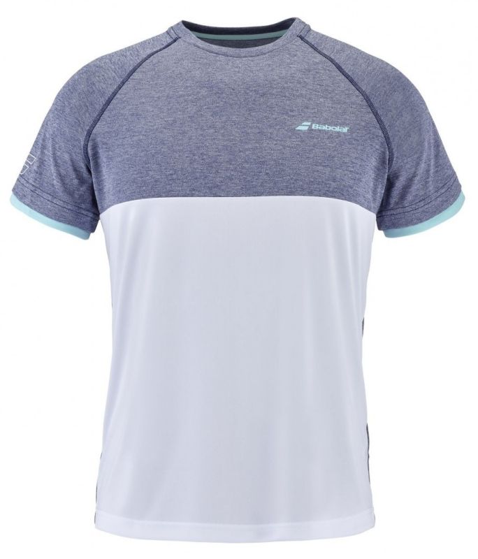 Babolat Play Crew Neck Tee Men - white/blue heather