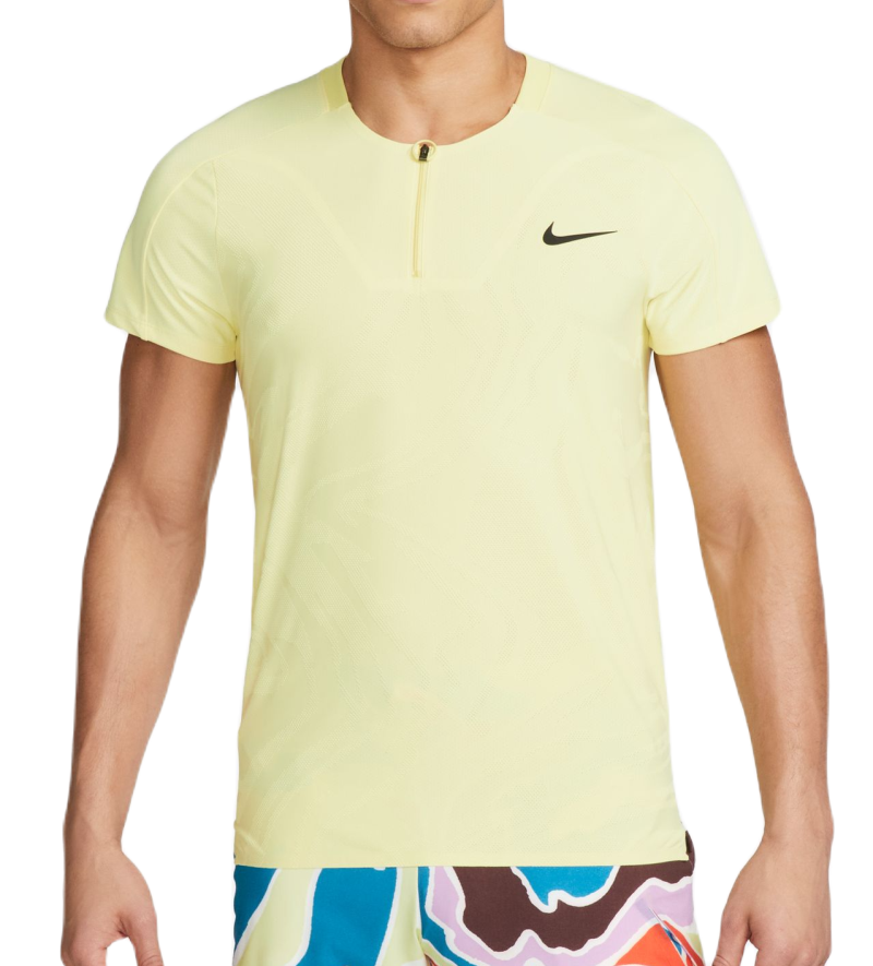 DR6591-706-PHSFM001-2000 Nike Court Dri-Fit Adventage Slam Tennis Polo - lemon chiffon/black