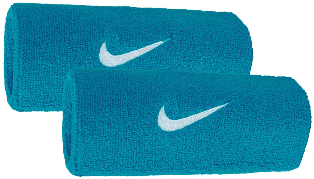 Nike Swoosh Double-Wide Wristbands - neo turquise/white