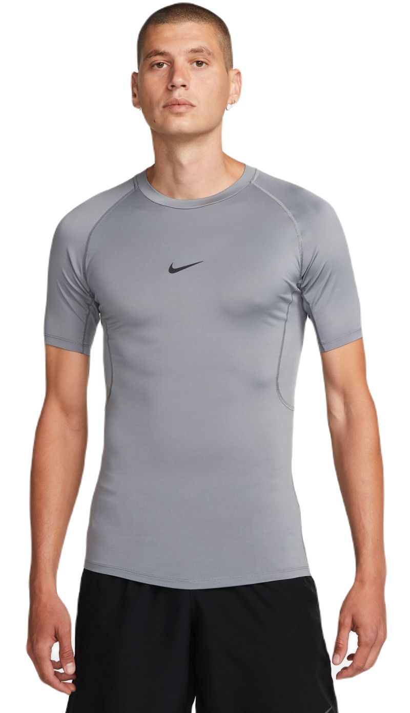 AURORA_FB7932-084_PHSFM001-2000 Nike Pro Dri-FIT Tight Short-Sleeve Fitness Top - smoke grey/black