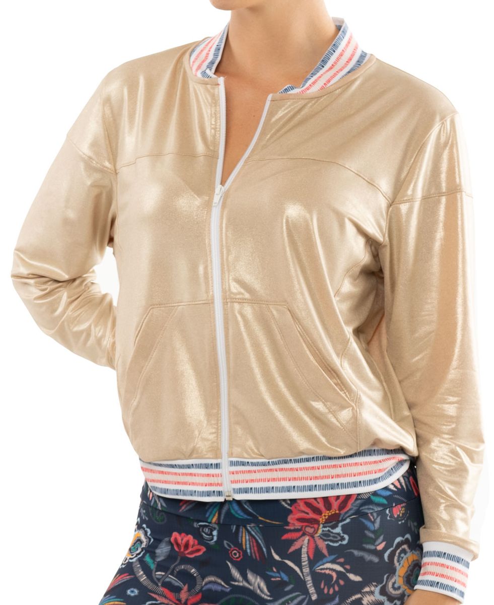 Lucky in Love A Stitch In Time Champagne Bomber Jacket Women - champagne
