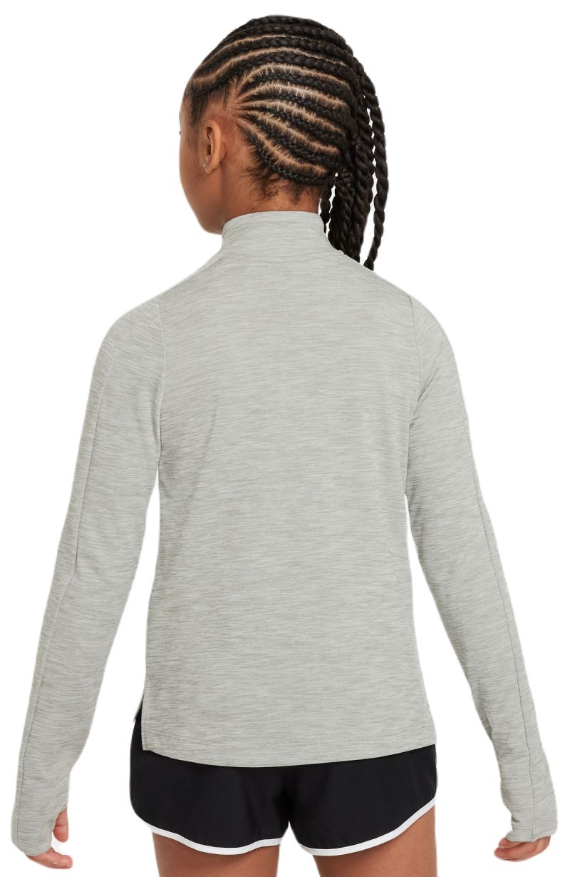Nike Kids Dri-Fit Long Sleeve 1/2 Zip Top - dark grey heather/white