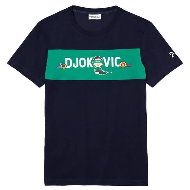 Lacoste Men's Lacoste SPORT Collab Youssef SY Cotton T-shirt - navy blue/green/white