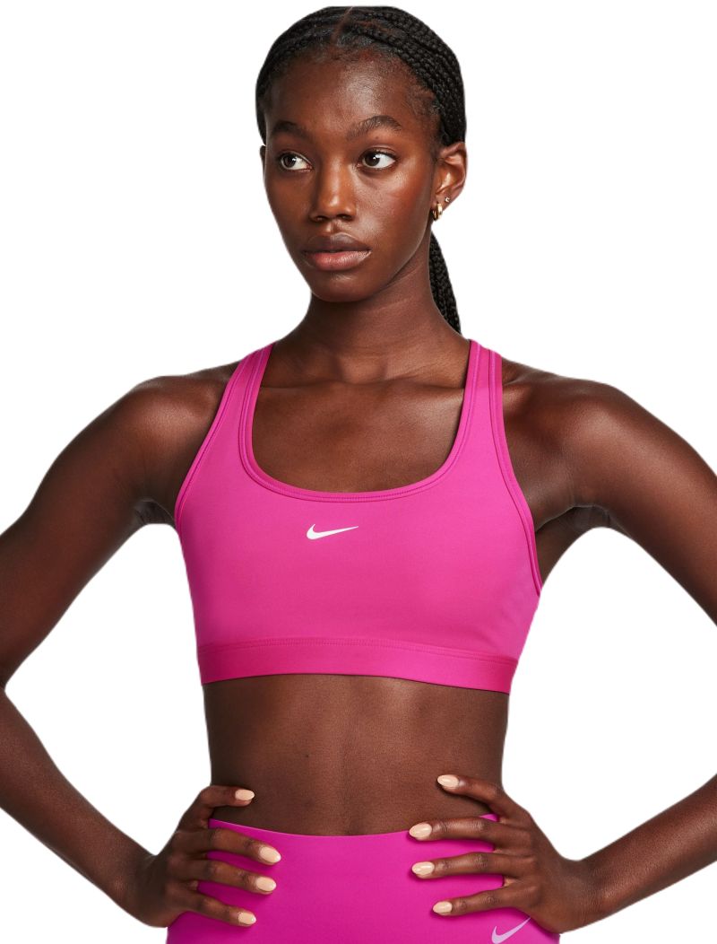 Nike Swoosh Light Support Non-Padded Sports Bra - fireberry/white