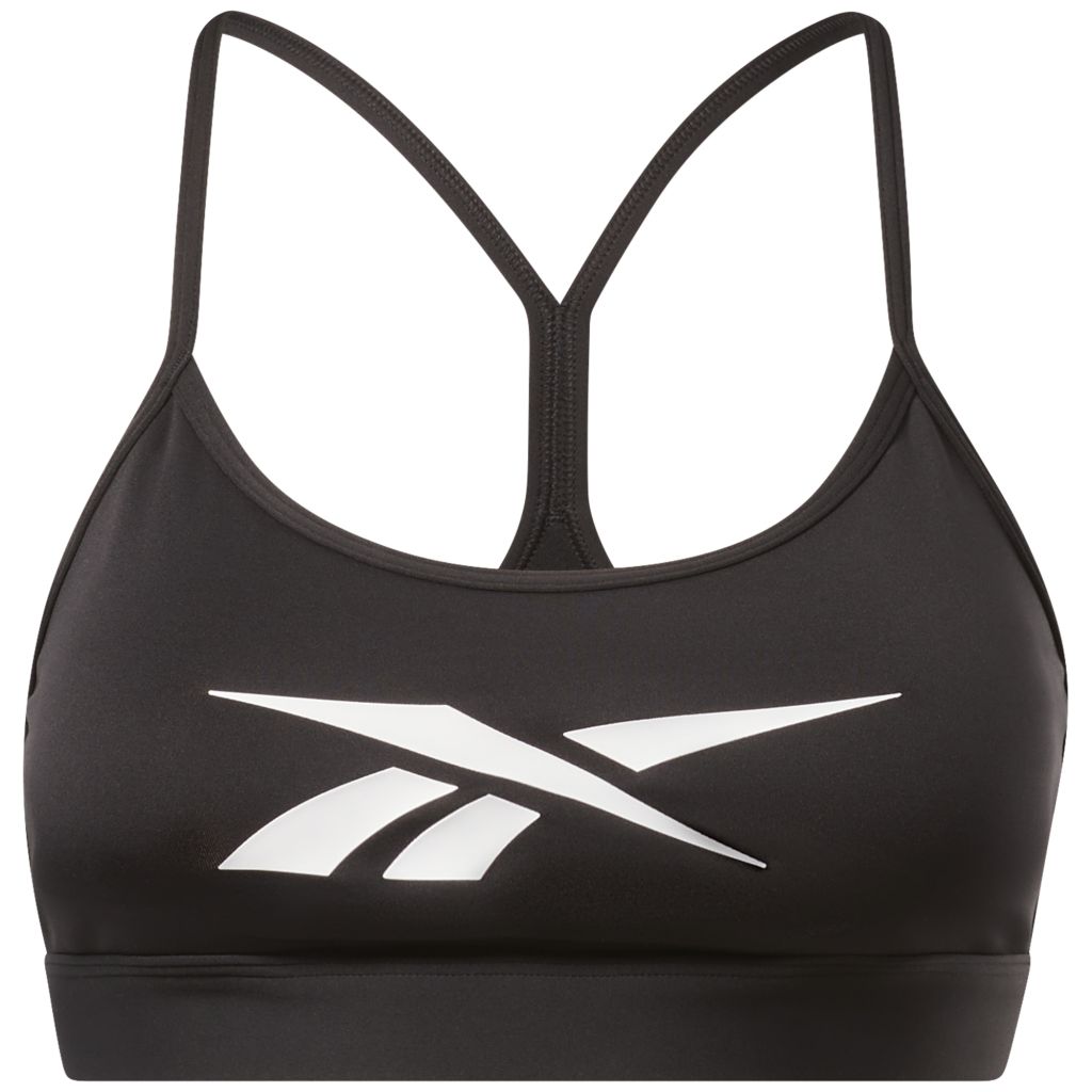 Reebok Lux Skinny Strap Medium Support Sports Bra - black