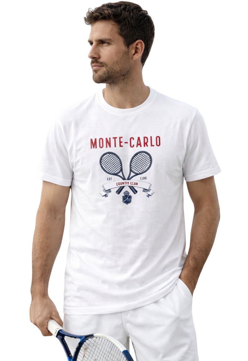 Monte-Carlo Country Club MCCC Raquette Print - white