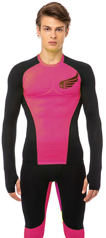 Hydrogen Fast Skull Second Skin Tee LS Man - fluo fuchsia