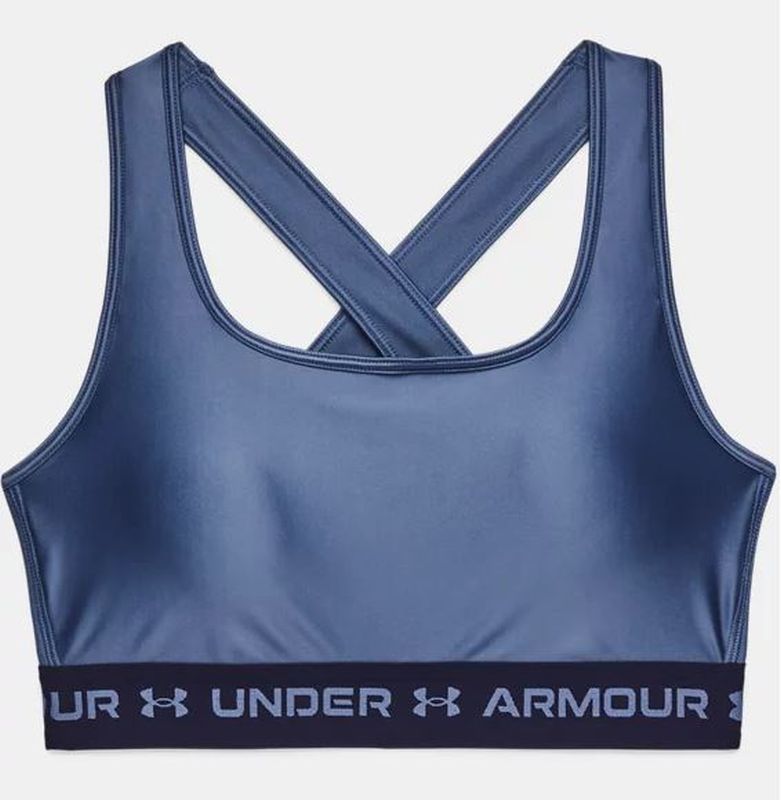 Under Armour Women's Mid Crossback Matte/Shine Sports Bra - blue