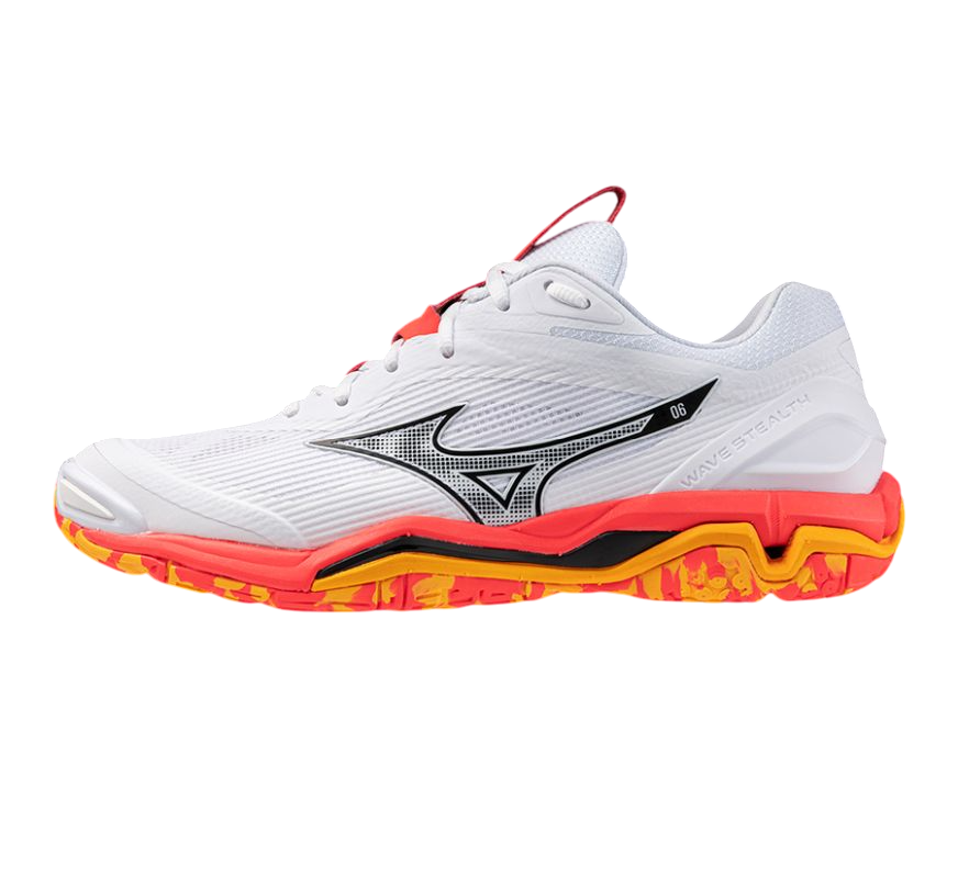 Mizuno Wave Stealth 6 - white/fiery coral2/citrus