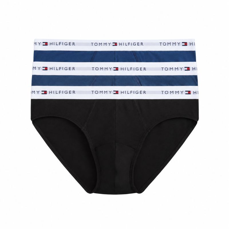 Męskie bokserki Tommy Hilfiger Stretch Cotton Brief 3P - carbon navy
