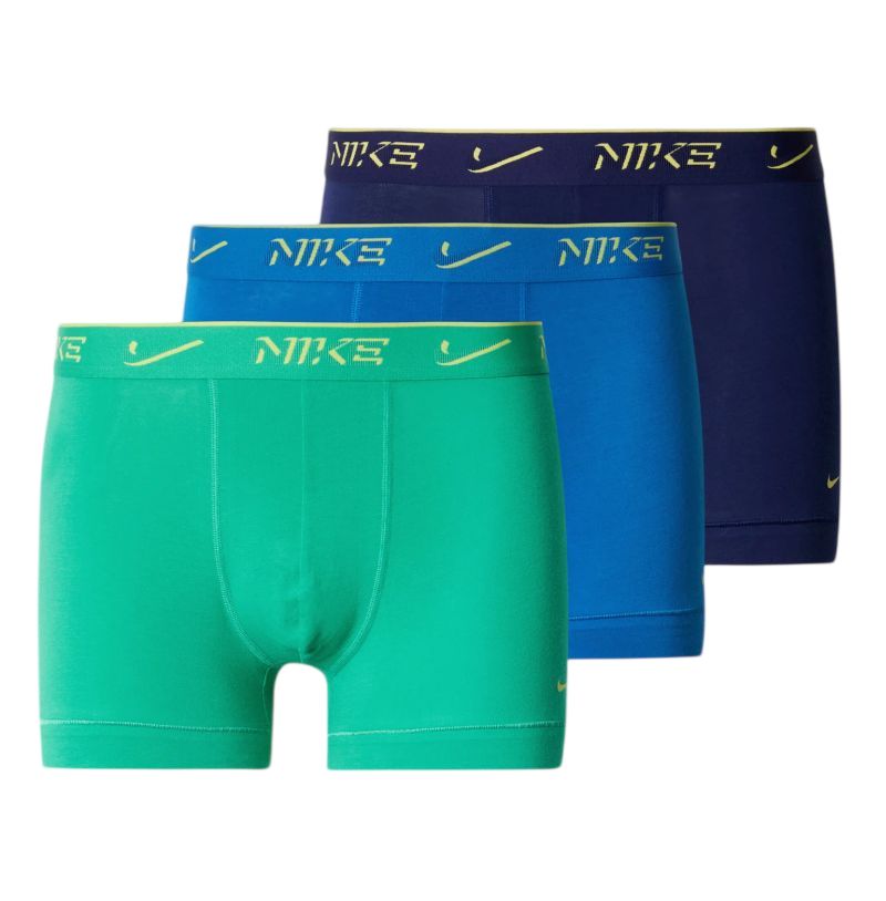 Nike Essential Cotton Stretch Trunk 3P - green/brilliant blue/blue Nike Essential Cotton Stretch Trunk 3P - green/brilliant blue/blue