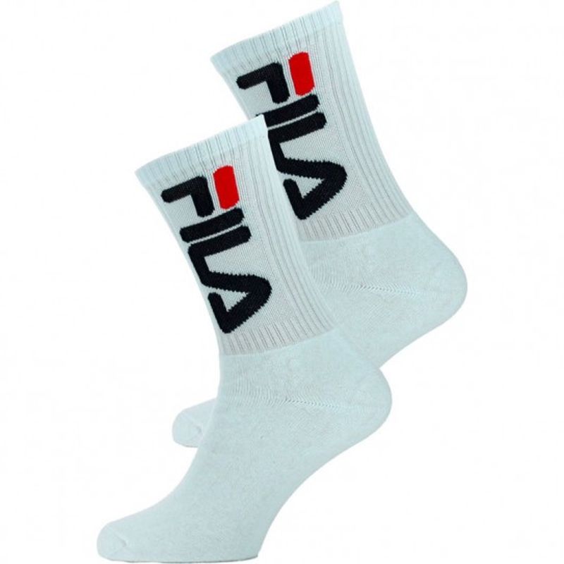 Fila Unisex Tennis Plain Socks 2P - white Fila Unisex Tennis Plain Socks 2P - white