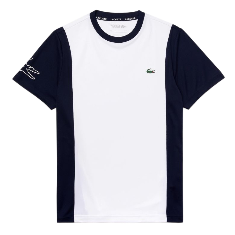 Lacoste Men's Sport Breathable Resistant Bicolor T-shirt - white/navy blue/white